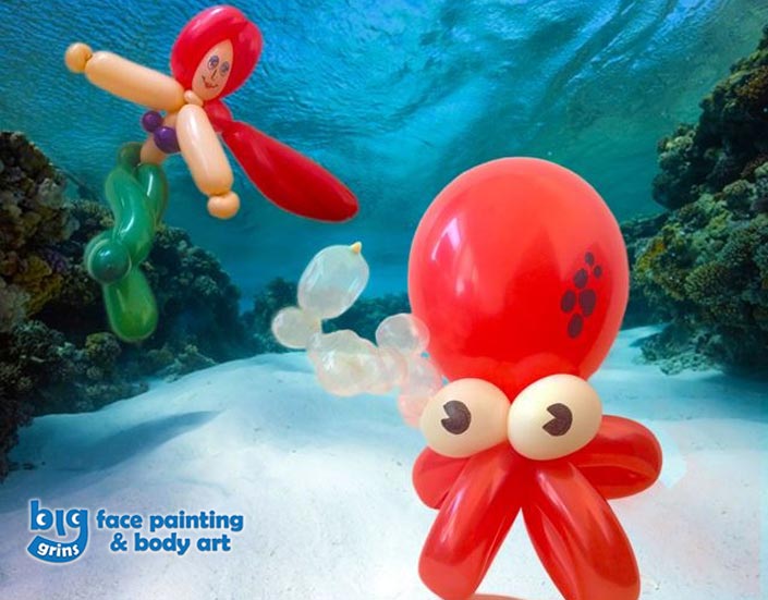 Big Grins Undersea Balloon Twisting Mermaid and Octopus